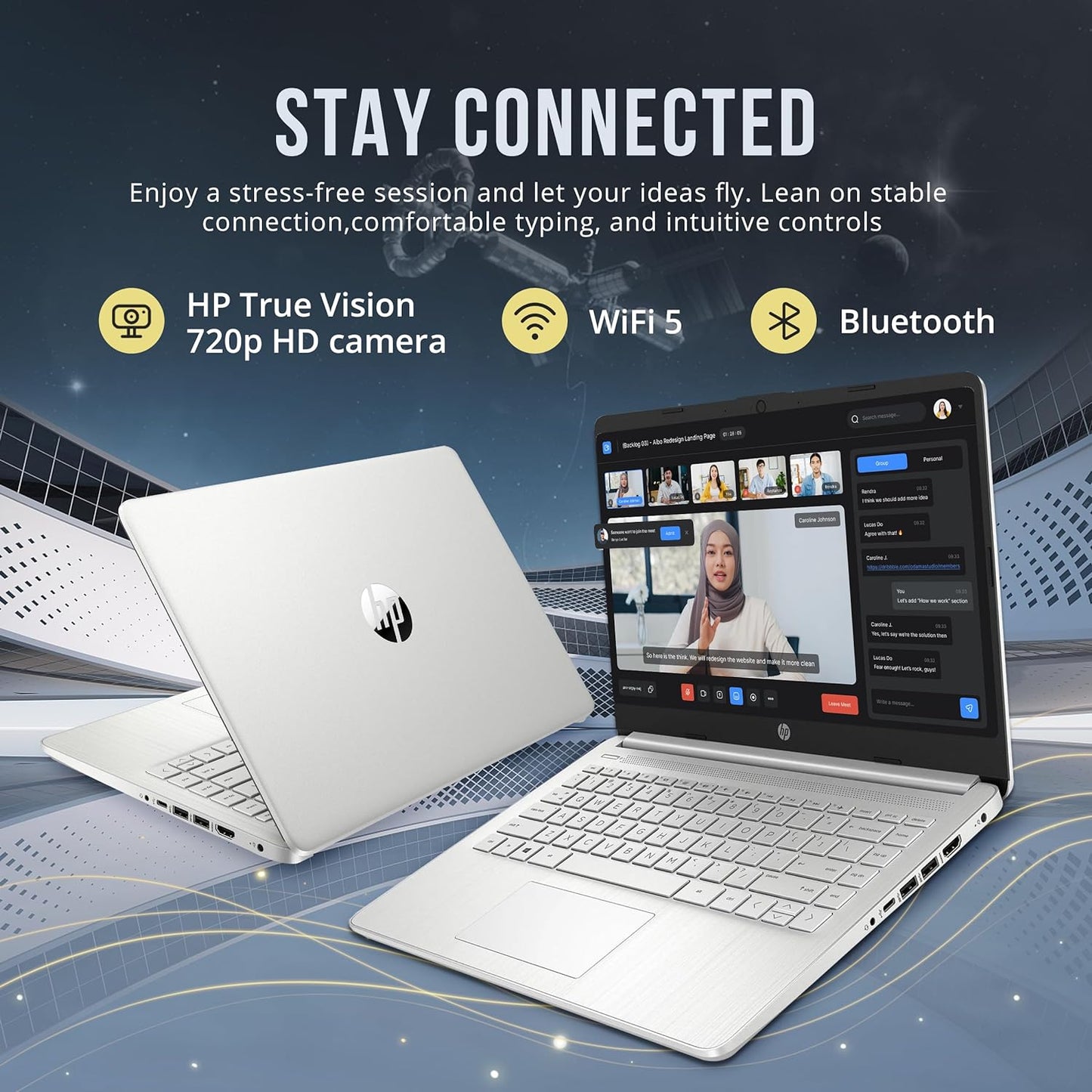 HP Stream 14" HD Brightview Laptop, Intel Celeron N4120, 16GB RAM, 288GB Storage (128GB Emmc + 160GB Docking Station Set), Intel UHD Graphics, 720P Webcam, Wi-Fi, 1 Year Office 365, Win 11 S, Silver