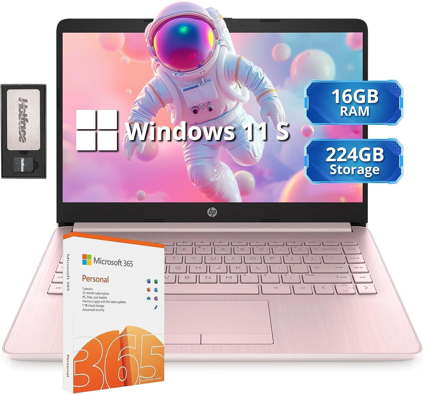 HP Stream 14" HD Brightview Laptop, Intel Celeron N4120, 16GB RAM, 288GB Storage (128GB Emmc + 160GB Docking Station Set), Intel UHD Graphics, 720P Webcam, Wi-Fi, 1 Year Office 365, Win 11 S, Silver