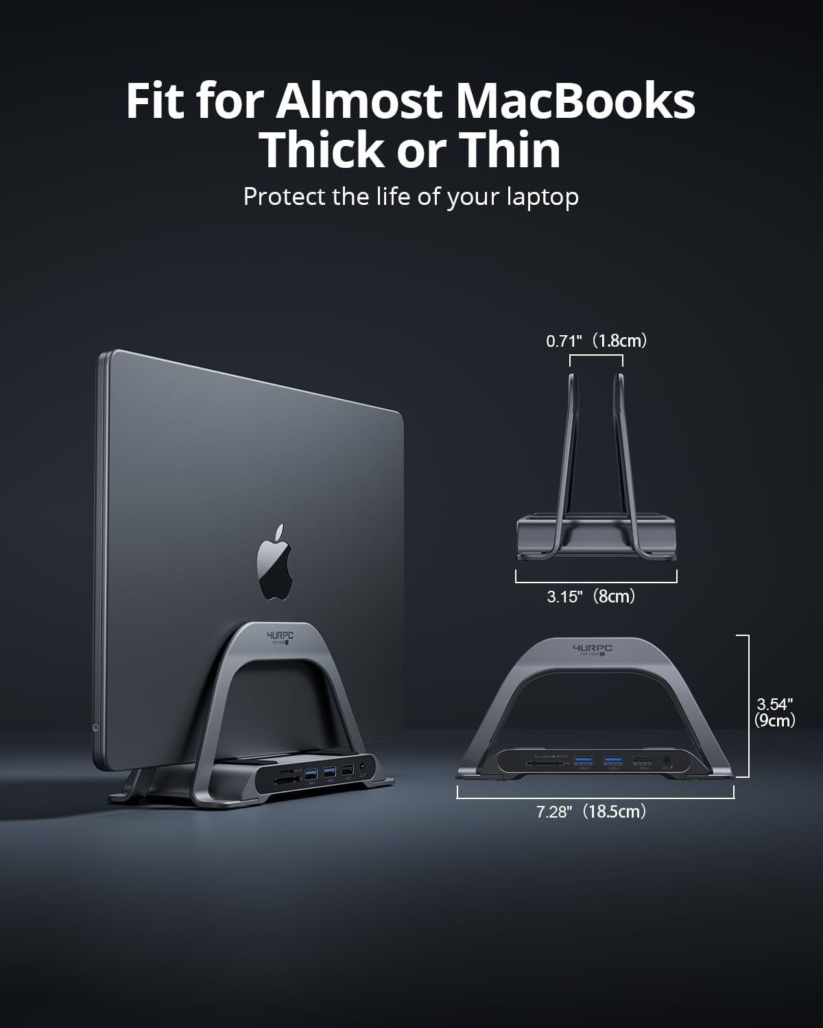 Macbook Pro Docking Station Dual Monitor 4K@60Hz HDMI, USB C Docking Station Vertical 100W Power Adapter for Macbook Pro/Air with USB 3.0, Sd&Microsd,Ethernet, Audio