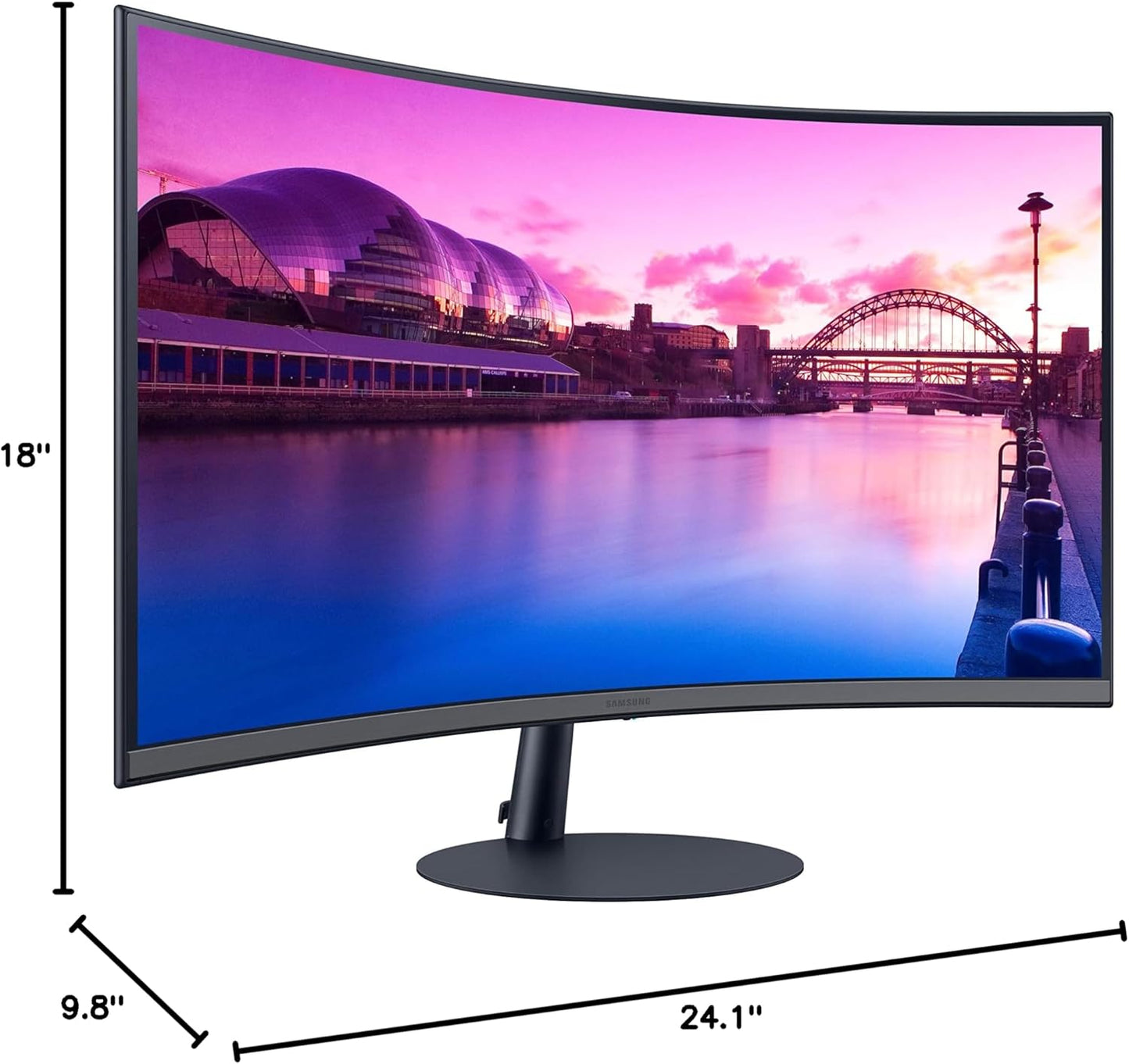 SAMSUNG 27-Inch S39C Series FHD Curved Gaming Monitor, 75Hz, AMD Freesync, Game Mode, Advanced Eye Comfort, Frameless Display, Built in Speakers, Slim Metal Stand, LS27C392EANXGO, 2023, Black
