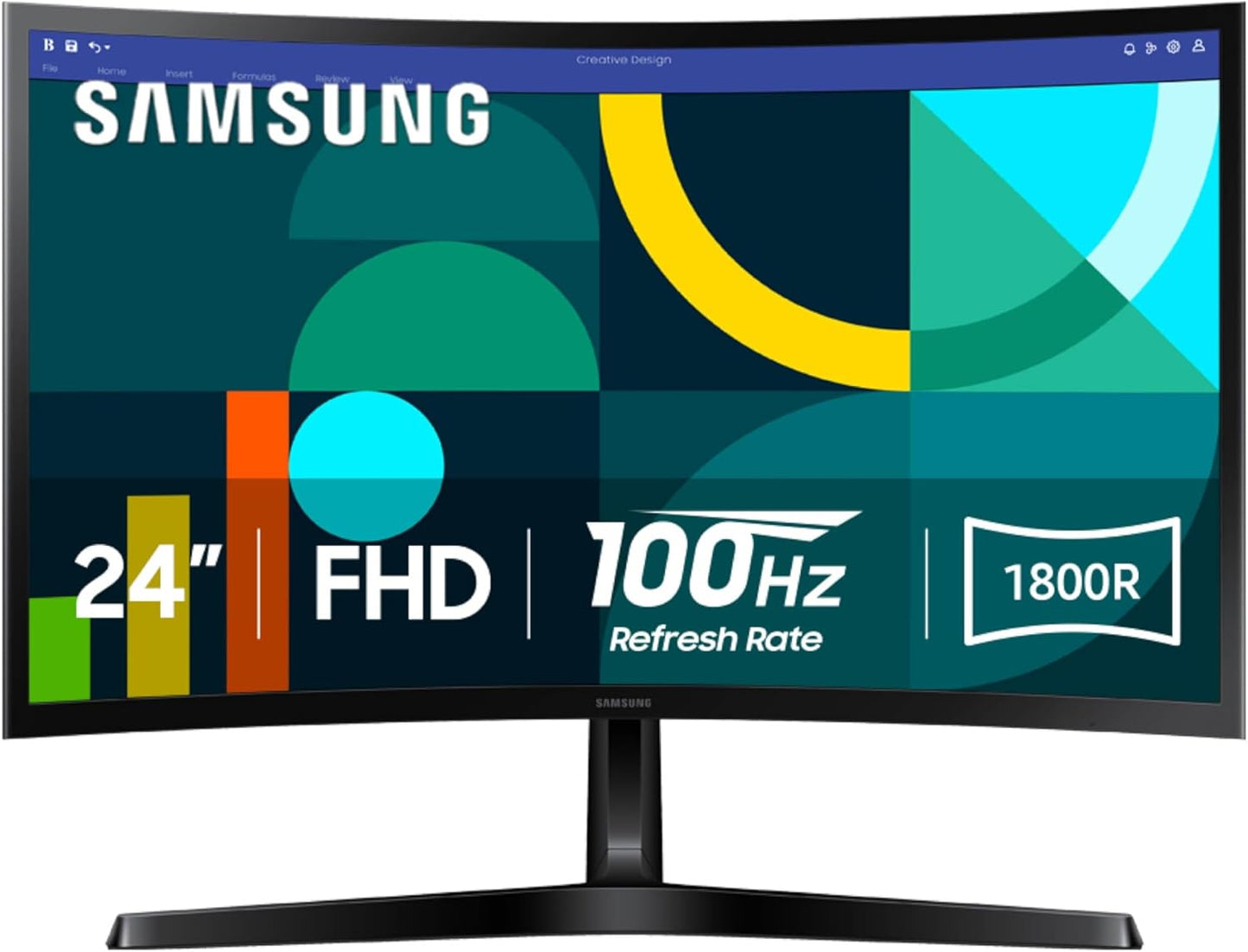 SAMSUNG 27" Essential S3 (S36GD) Series FHD 1800R Curved Computer Monitor, 100Hz, Game Mode, Advanced Eye Comfort, HDMI and D-Sub Ports, LS27D366GANXZA, 2024