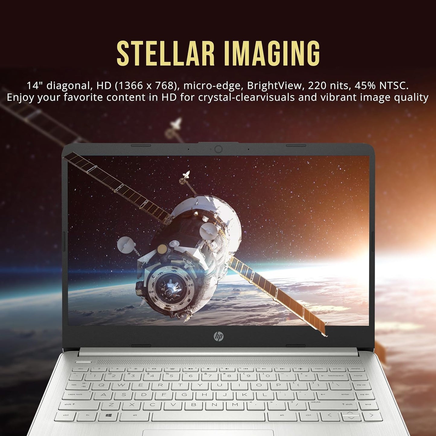 HP Stream 14" HD Brightview Laptop, Intel Celeron N4120, 16GB RAM, 288GB Storage (128GB Emmc + 160GB Docking Station Set), Intel UHD Graphics, 720P Webcam, Wi-Fi, 1 Year Office 365, Win 11 S, Silver