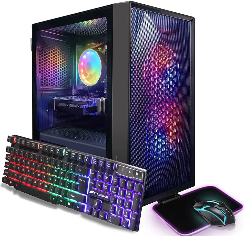 STGAubron Gaming Desktop PC Computer,Intel Core I7 3.4 GHz up to 3.9  GHz,Radeon RX 580 8G GDDR5,16G RAM,512G SSD,WiFi,Bluetooth 5.0,RGB  Fanx6,RGB