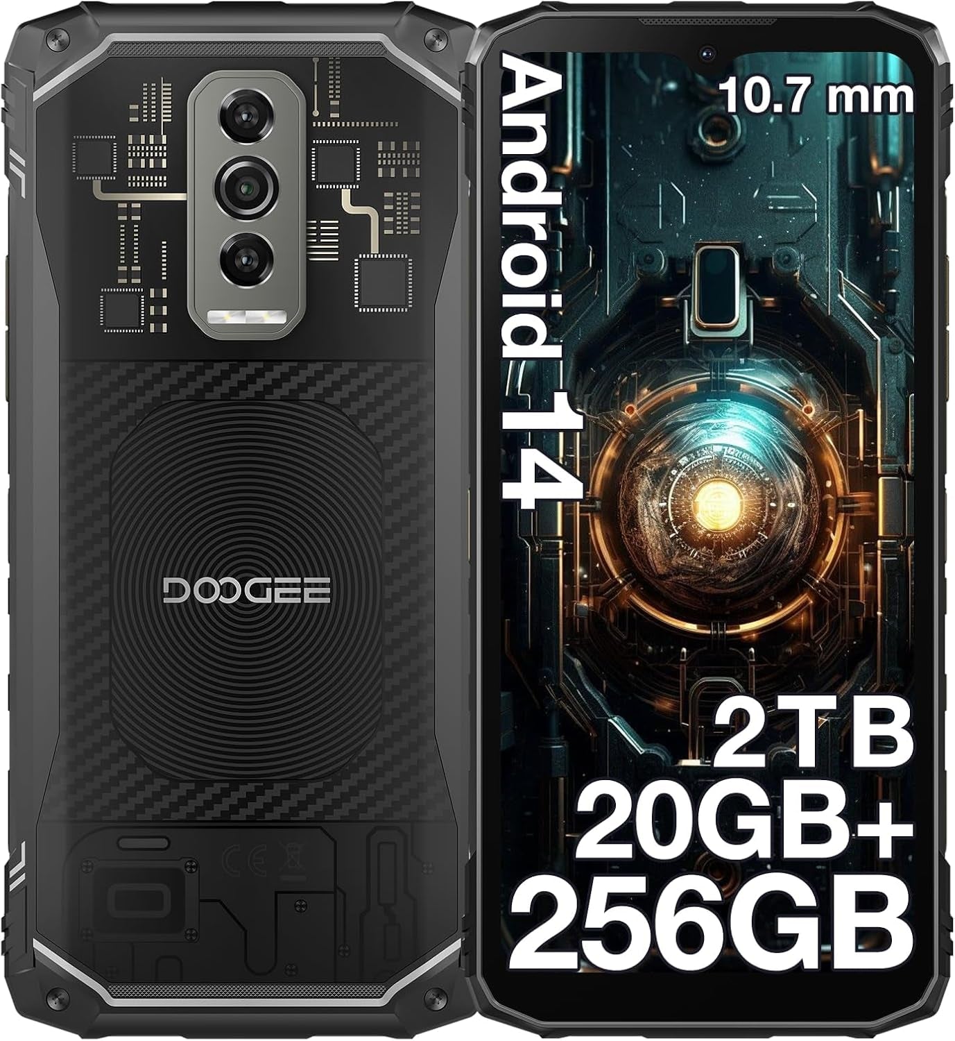 DOOGEE Blade 10 Ultra (2025) Rugged Smartphone, 20GB RAM+256GB ROM Rugged Phone Unlocked Android 14,6.56''90Hz Display,50Mp Camera, IP68/IP69K Waterproof Phones, Face ID/NFC/GPS/OTG