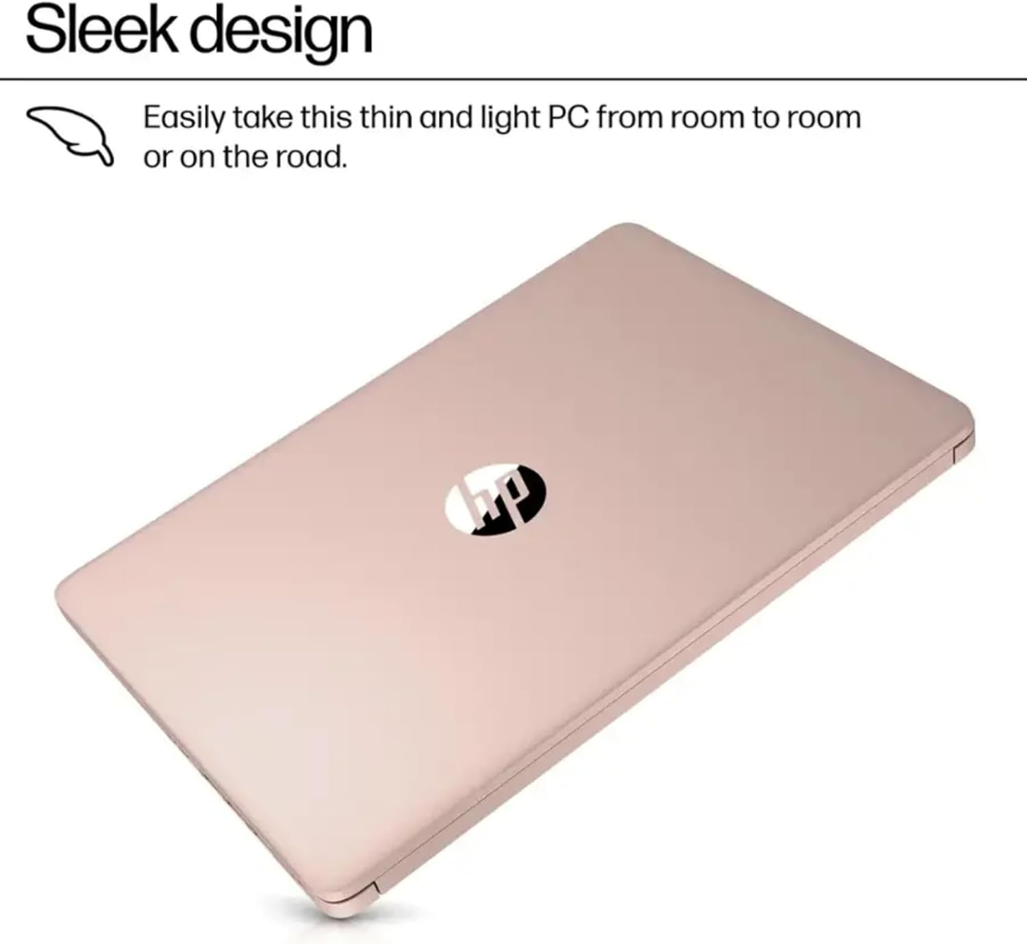 HP Rose Gold Ultrabook Laptop with Microsoft Office 365, Intel 2-Core CPU, 1.1TB Storage (1TB Onedrive and 64GB SSD), 8GB RAM, Windows 11, No Mouse