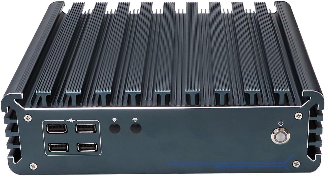 PARTAKER Fanless Industrial Computer, Mini PC, IPC, Core I7 1255U, I15, 4 X HDMI, 2 X LAN, TPM2.0, 4 X COM COM1/2 for RS232/RS485, 8G RAM, 256G SSD