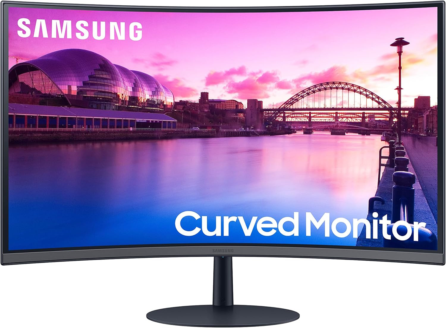 SAMSUNG 27-Inch S39C Series FHD Curved Gaming Monitor, 75Hz, AMD Freesync, Game Mode, Advanced Eye Comfort, Frameless Display, Built in Speakers, Slim Metal Stand, LS27C392EANXGO, 2023, Black