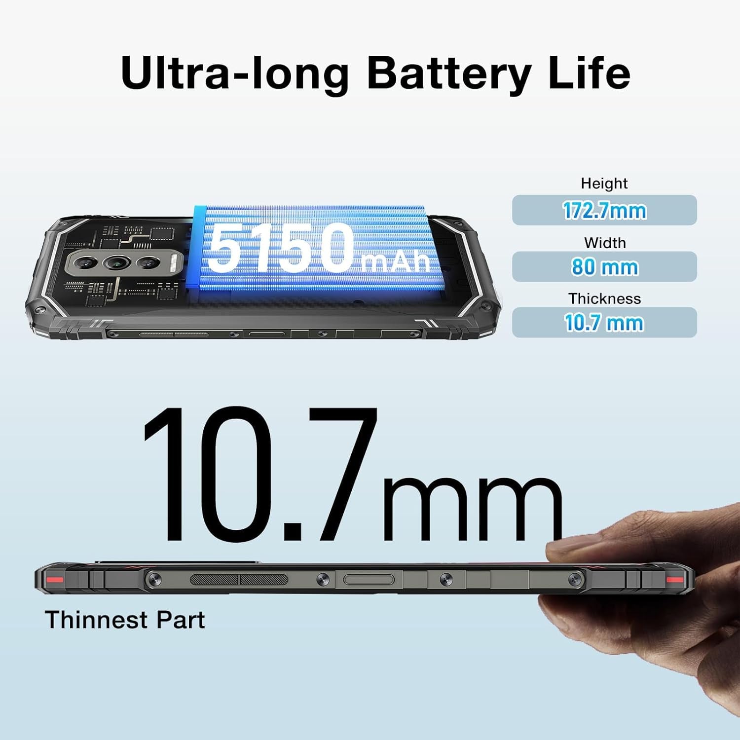 DOOGEE Blade 10 Ultra (2025) Rugged Smartphone, 20GB RAM+256GB ROM Rugged Phone Unlocked Android 14,6.56''90Hz Display,50Mp Camera, IP68/IP69K Waterproof Phones, Face ID/NFC/GPS/OTG
