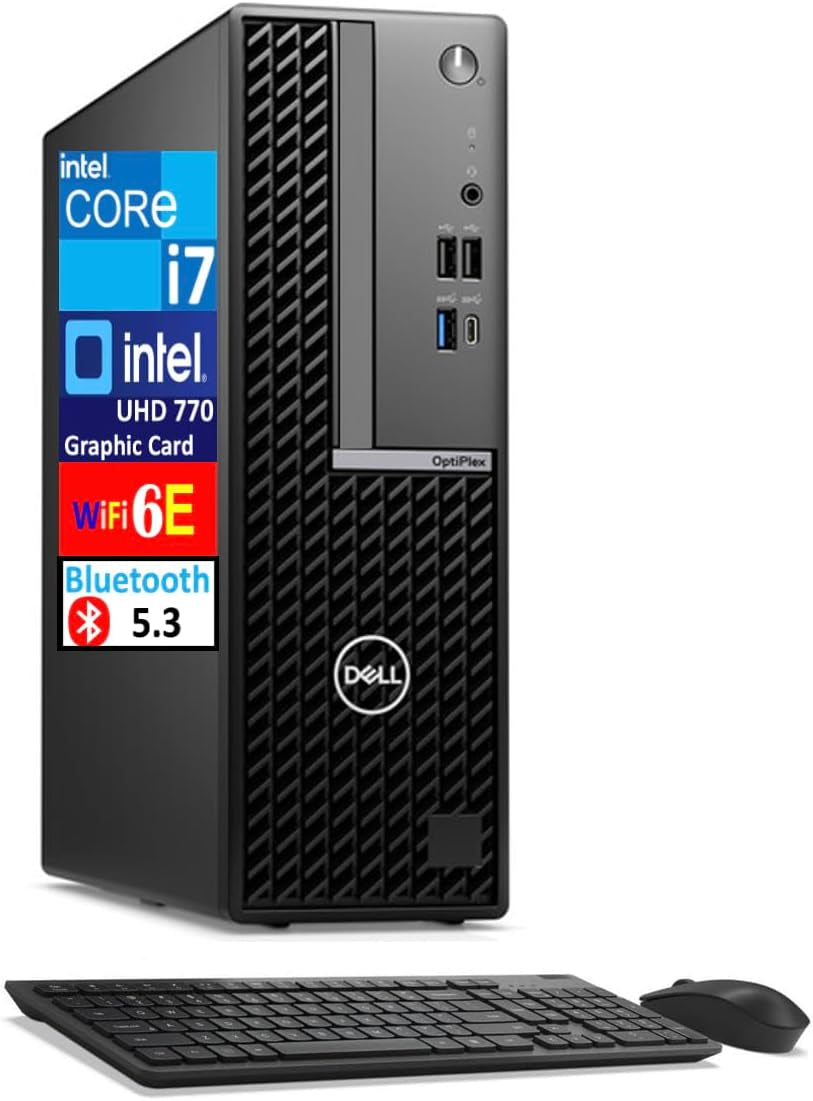 Dell Optiplex 7020 plus SFF Business Desktop (Intel I7-14700, 32GB DDR5, 256GB SSD, Wifi 6E, Bluetooth 5.3, RJ-45, 3 Display Port, Wireless KB & Mouse, Win11Pro) W/Dkz USB Port Expander