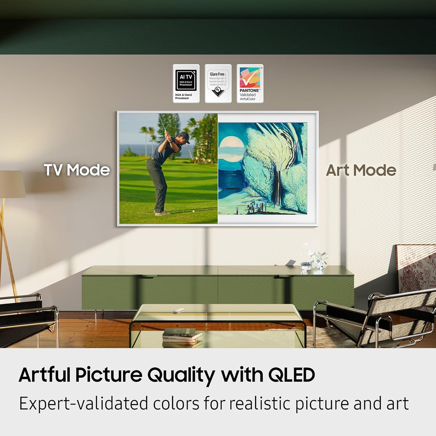 SAMSUNG 50-Inch Class the Frame LS03F 4K QLED Smart TV (2025 Model) Modern Frame Design, NQ4 AI Gen2 Processor, Art Mode, Artful Picture Quality, Samsung Vision AI, Alexa Built-In