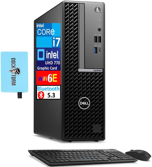Dell Optiplex 7020 plus SFF Business Desktop (Intel I7-14700, 16GB DDR5, 256GB SSD, Wifi 6E, Bluetooth 5.3, RJ-45, 3 Display Port, Wireless KB & Mouse, Win11Pro) W/Dkz USB Port Expander