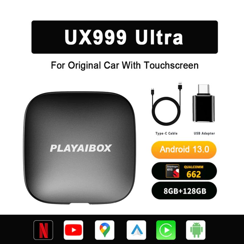 Carplay Android Tv Box 13 System 2023 Netflix Iptv Android Auto Wireless UX999 Ultra QCM662 8GB+128GB for OEM Car with Car Play