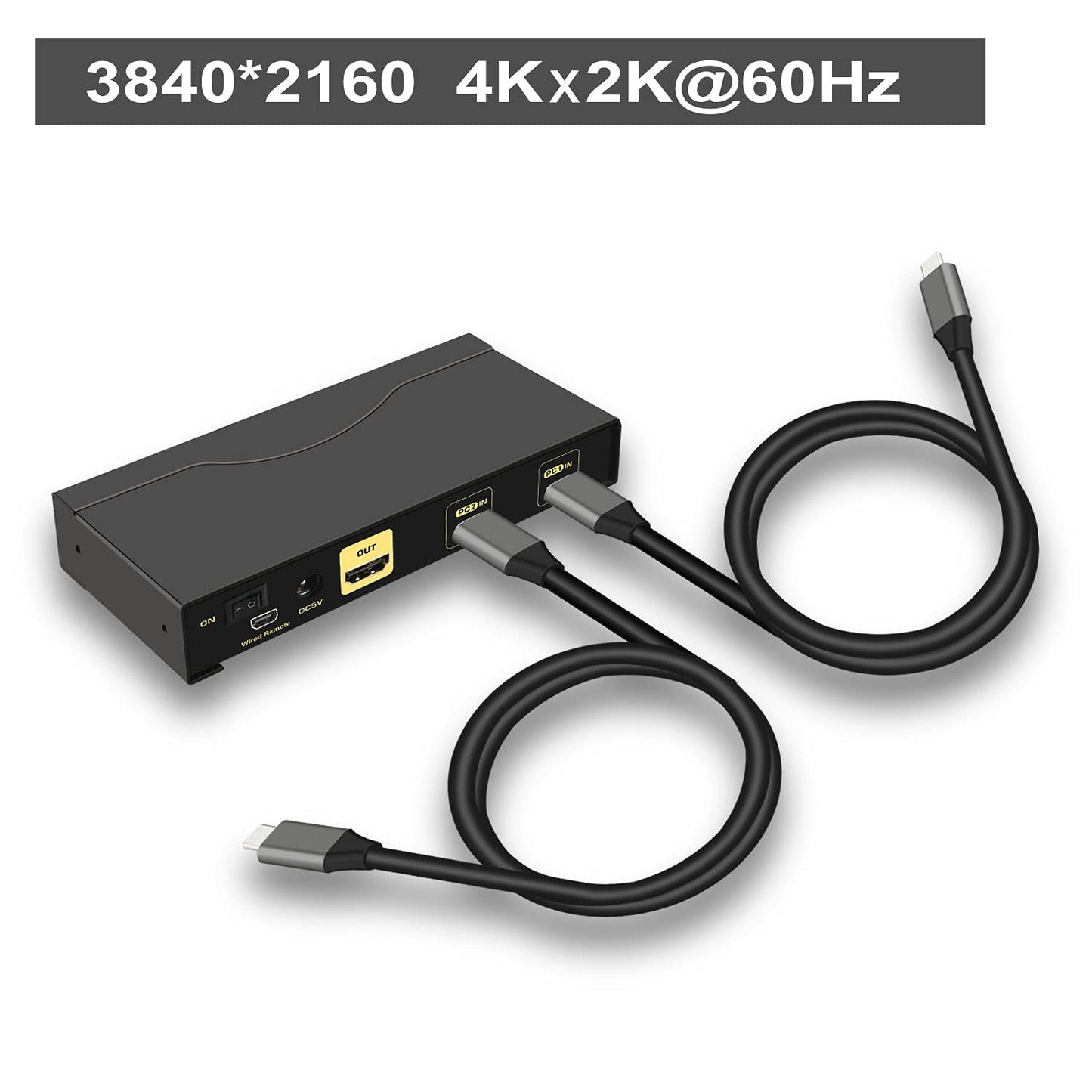 Cklau 2 Port USB C KVM Switch 4K60Hz 2K144Hz with Audio, Dual Port USB-C KVM Switcher for 2 Computers/Mac/Mobile Sharing Video Keyboard Mouse