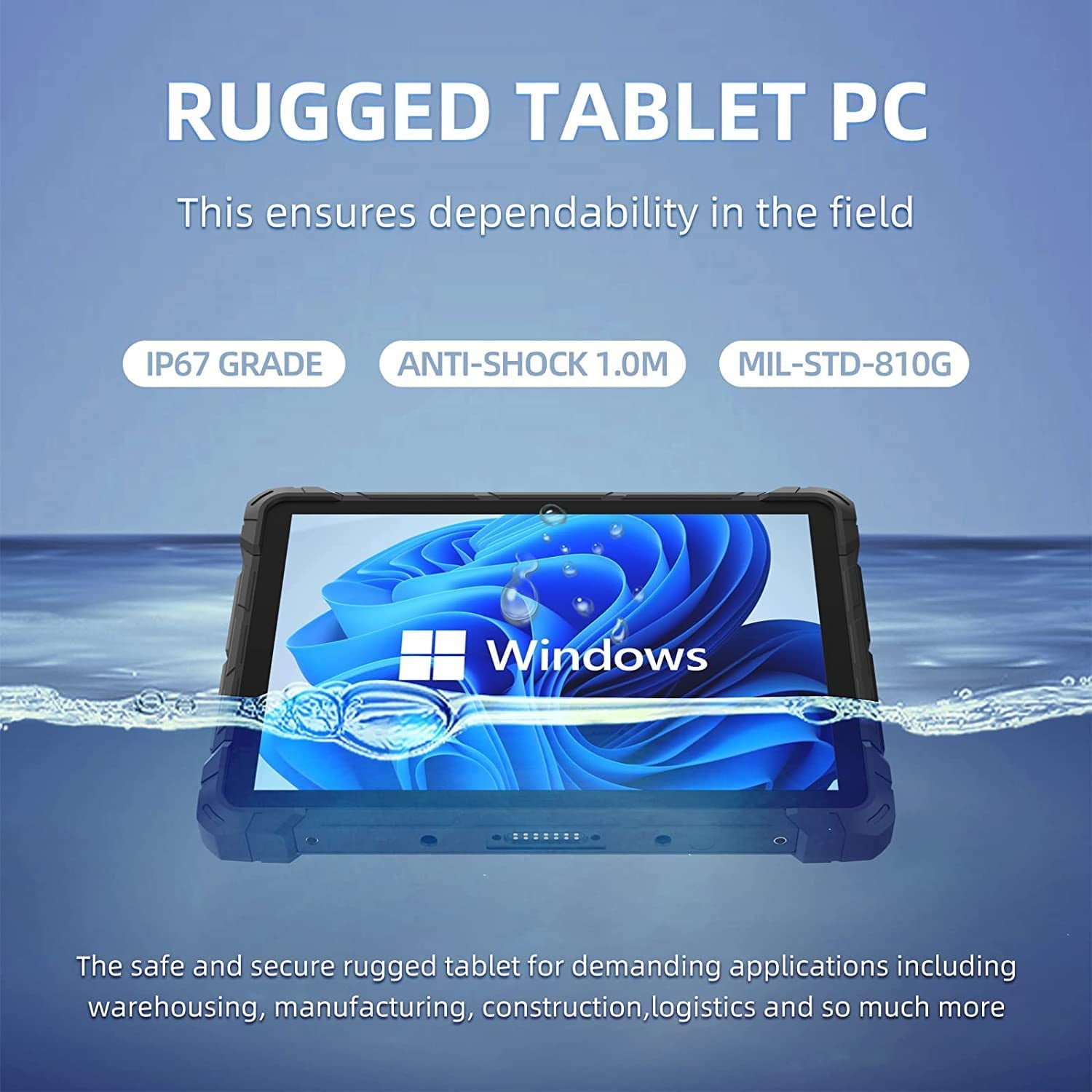 HIGOLEPC Rugged Tablet Windows 10 PRO 64-BIT PC Table|10.1-In Display|Mil-Std-810G|16000Mah Battery| Intel Gemini Lake N4120|8GB RAM/128GB ROM|5MP and 2MP Cameras|For Enterprise Work Field.