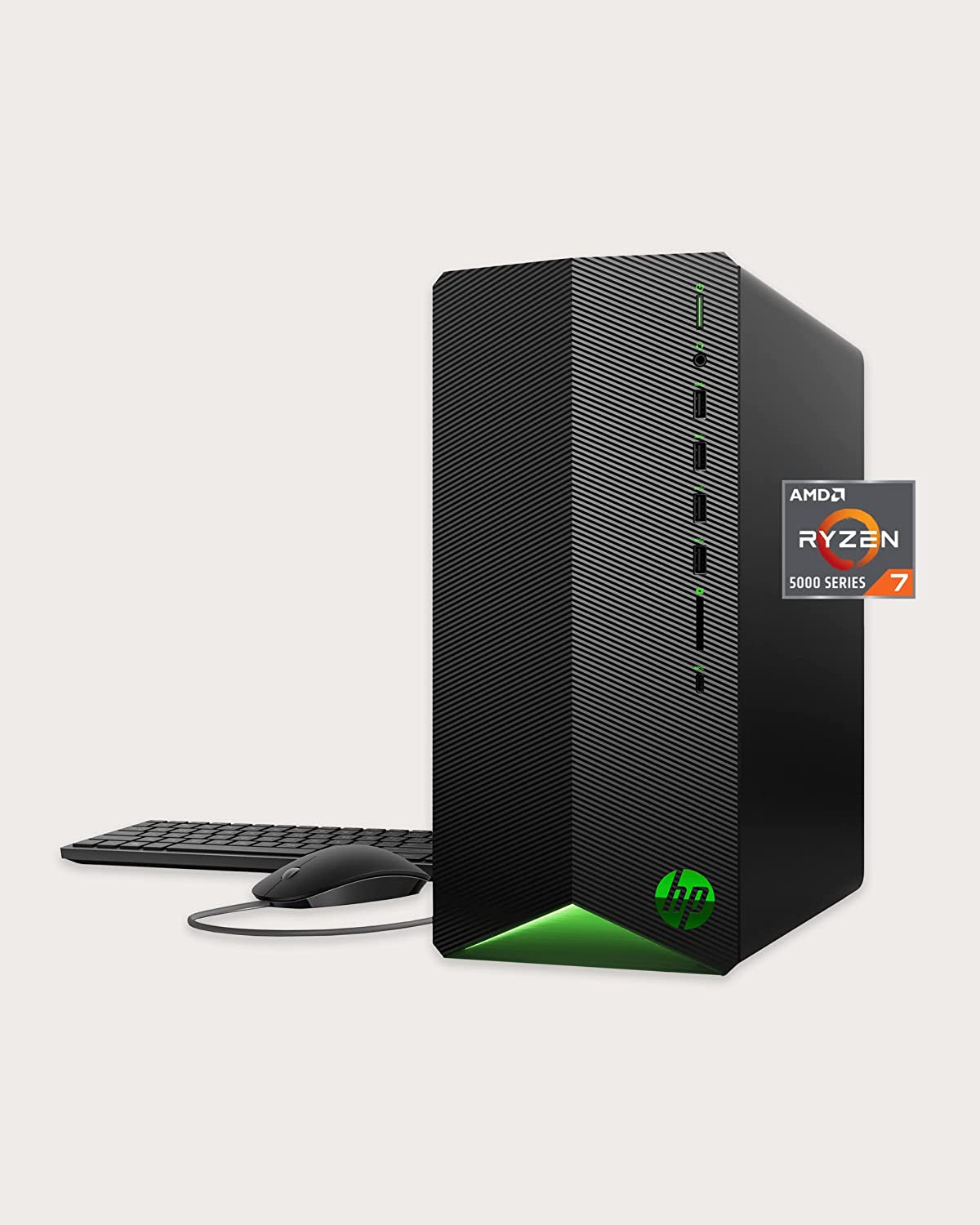 HP Pavilion Gaming Desktop, AMD Ryzen 7 5700G Processor, NVIDIA Geforce RTX 2060 Graphic, 16 GB RAM, 1 TB SSD, Windows 11 Pro (TG01-2460, Shadow Black)