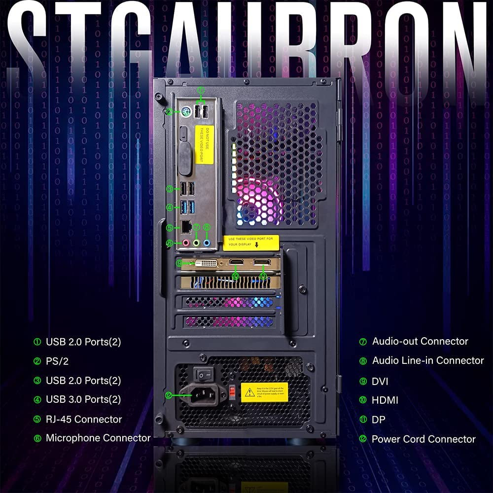 Stgaubron Gaming Desktop PC, Intel Core I5 3.3Ghz up to 3.7Ghz, AMD Radeon RX 550 4G GDDR5, 16G Ram, 512G SSD, Wifi, BT 5.0, RGB Fan X 3, RGB Keybaord & Mouse, RGB Mouse Pad, W10H64