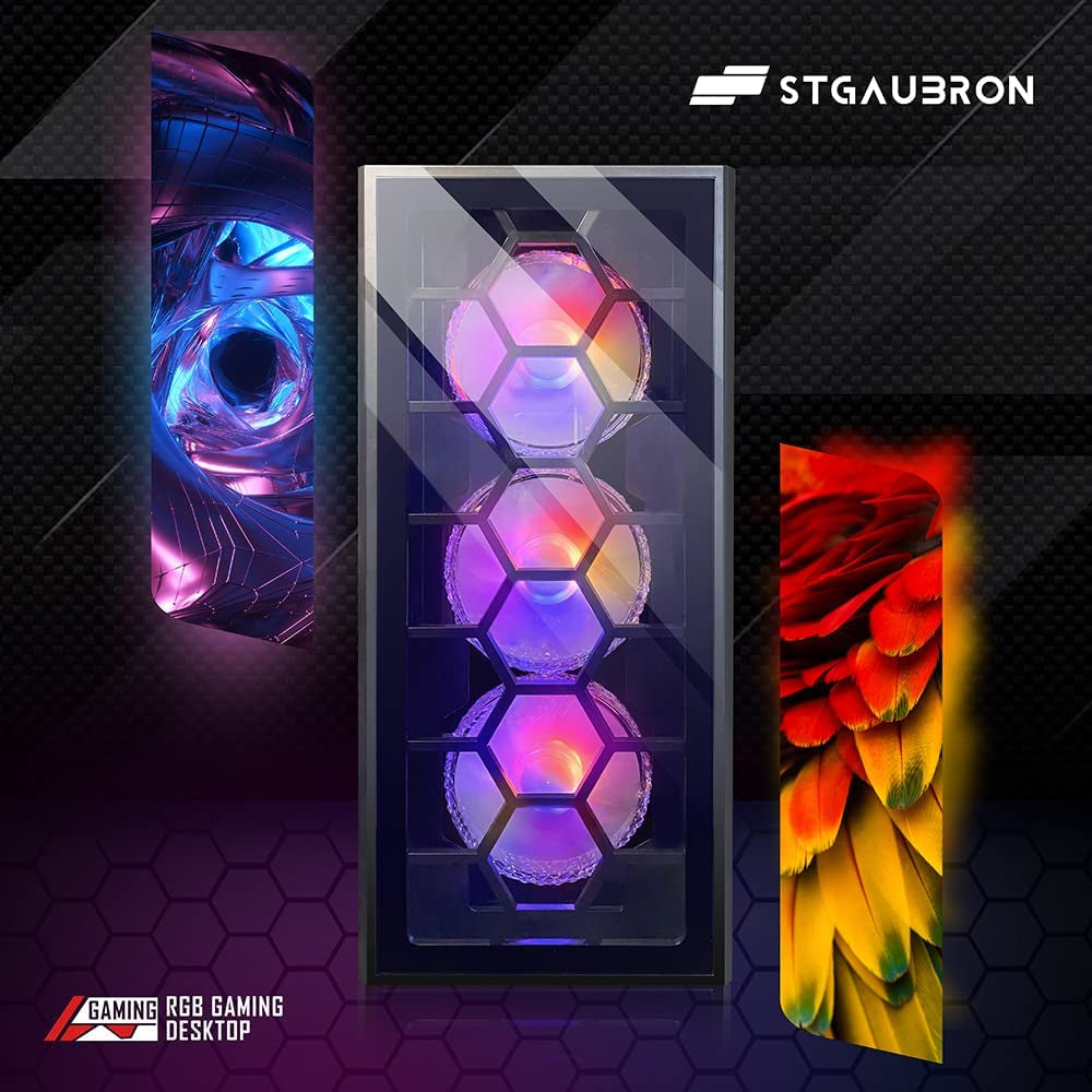 Stgaubron Gaming Desktop Pc,Intel Core I7 3.4G up to 3.9G,Geforce Gtx1660Ti 6G GDDR6,32G,1T Ssd,Wifi,Bt 5.0,RGB Fanx6,Rgb Keybaord&Mouse&Mouse Pad,Rgb BT Sound Bar,Rgb BT Gaming Mic,W10H64