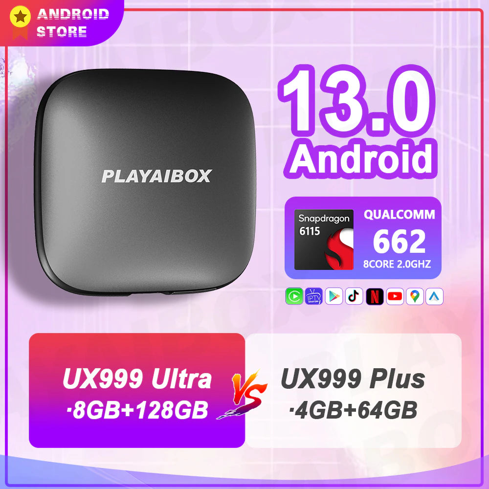 Carplay Android Tv Box 13 System 2023 Netflix Iptv Android Auto Wireless UX999 Ultra QCM662 8GB+128GB for OEM Car with Car Play