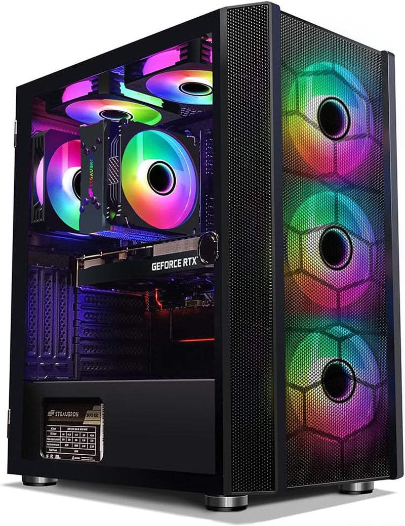 Stgaubron Gaming Desktop PC, Intel Core I5 3.3Ghz up to 3.7Ghz, AMD Radeon RX 550 4G GDDR5, 16G Ram, 512G SSD, Wifi, BT 5.0, RGB Fan X 3, RGB Keybaord & Mouse, RGB Mouse Pad, W10H64