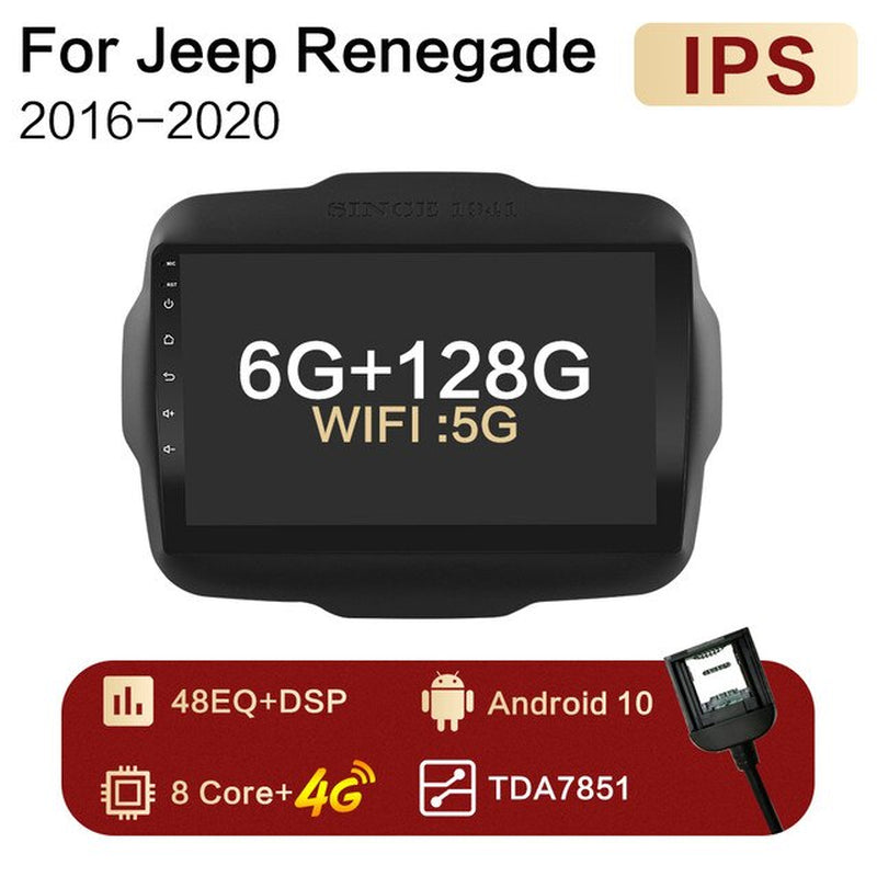 6G+128G Android 10.0 Voice Control 4G IPS Car Radio Multimedia Player GPS for Jeep Renegade 2016-2020 2Din 360 Panoramic Sunroof