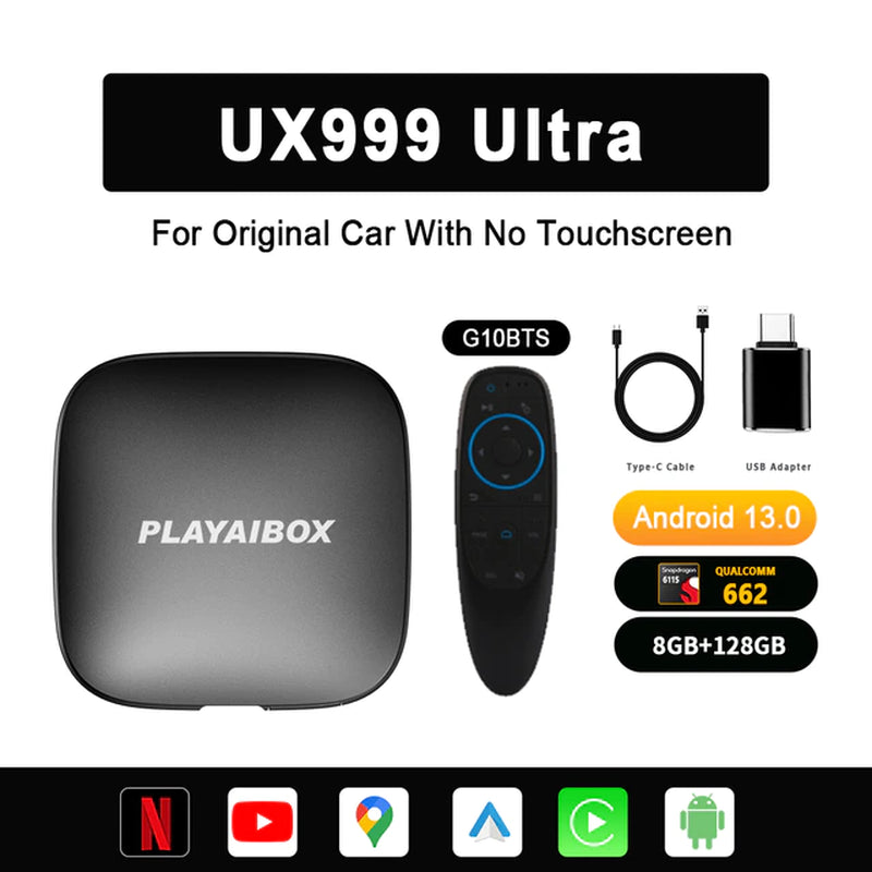 Carplay Android Tv Box 13 System 2023 Netflix Iptv Android Auto Wireless UX999 Ultra QCM662 8GB+128GB for OEM Car with Car Play