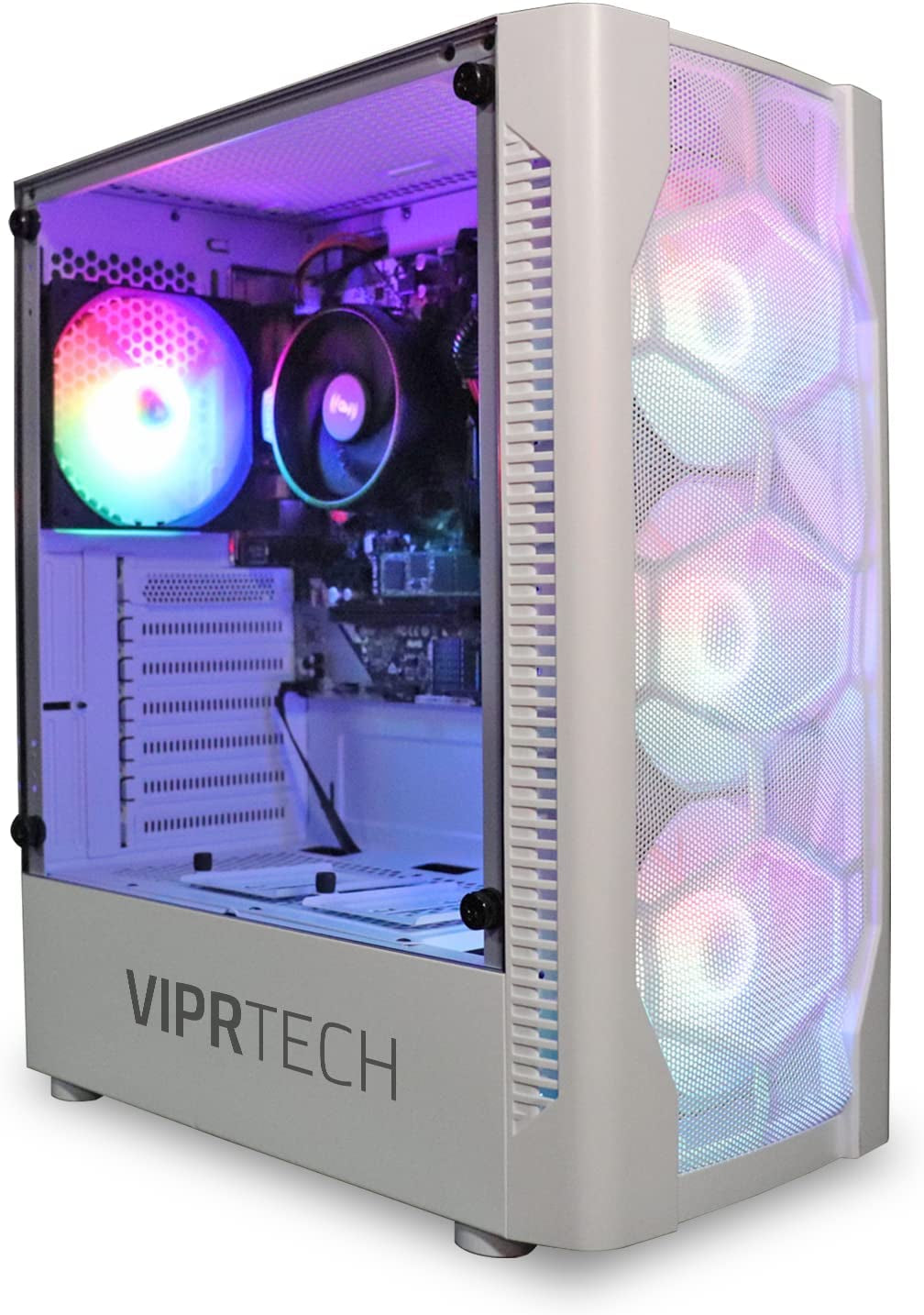 Viprtech Whiteout Gaming PC Desktop Computer - AMD Ryzen 5 5600G (12-Core 4.4Ghz), AMD Radeon RX Vega 7 Graphics, 16GB DDR4 RAM, 128GB Nvme SSD, 1TB HDD, Wifi, RGB, 1 Year Warranty, Black