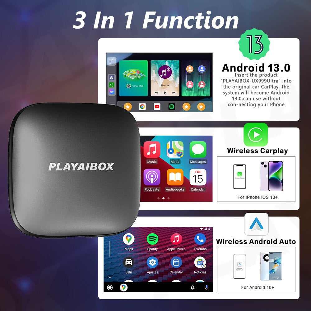 Carplay Android Tv Box 13 System 2023 Netflix Iptv Android Auto Wireless UX999 Ultra QCM662 8GB+128GB for OEM Car with Car Play