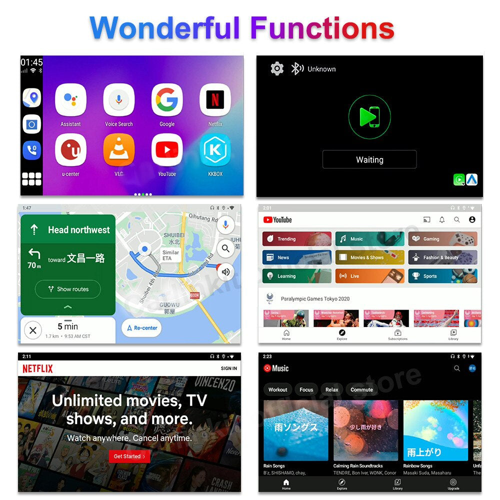 Carplay Wireless Android Auto Netflix Spotify Ai Streaming Smart Box 9.0 4+64G System for Kia VW Ford Skoda Toyota Nissan Volvo