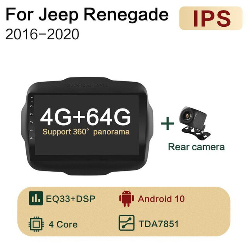 6G+128G Android 10.0 Voice Control 4G IPS Car Radio Multimedia Player GPS for Jeep Renegade 2016-2020 2Din 360 Panoramic Sunroof