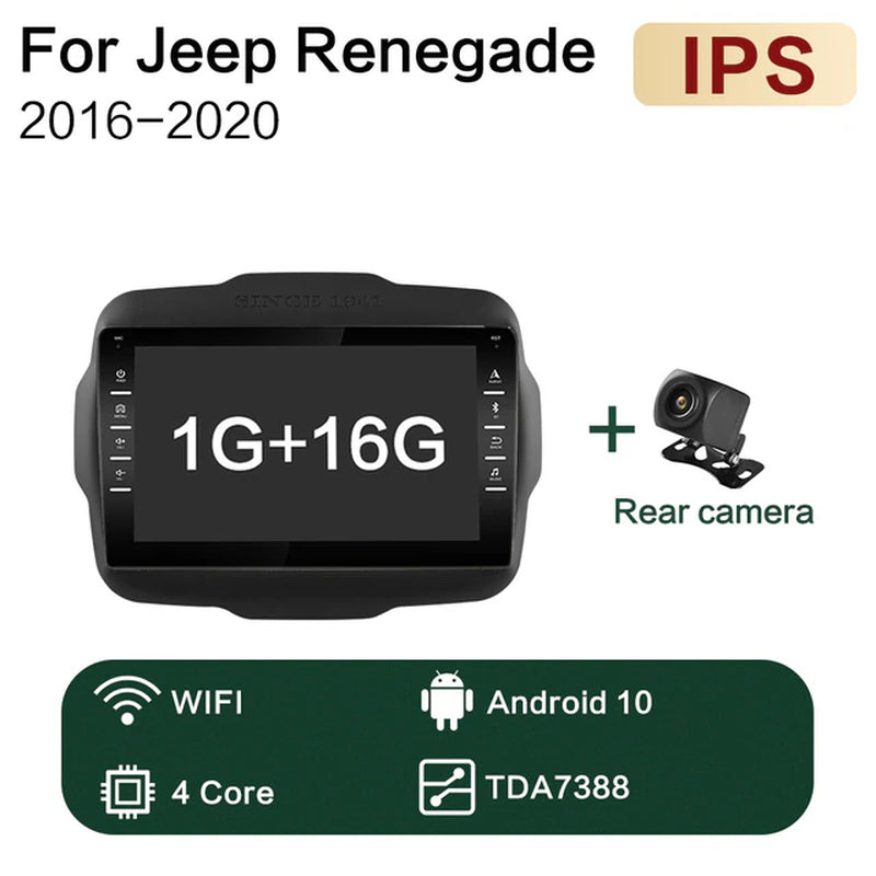 6G+128G Android 10.0 Voice Control 4G IPS Car Radio Multimedia Player GPS for Jeep Renegade 2016-2020 2Din 360 Panoramic Sunroof