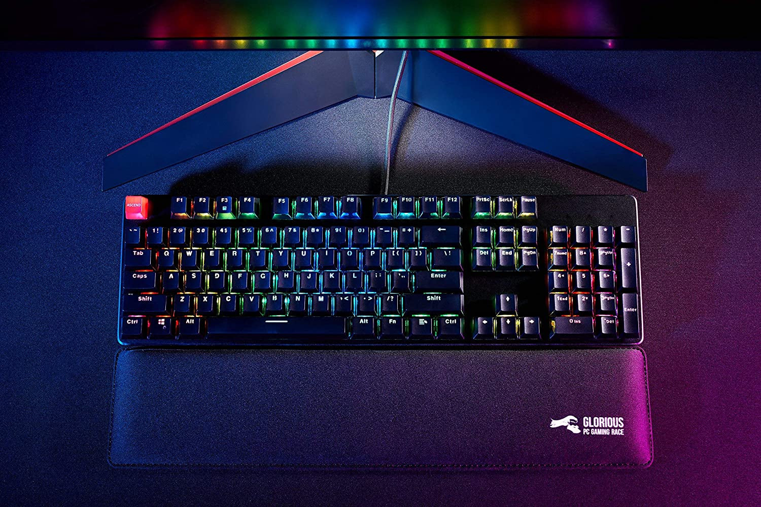 Glorious Custom Gaming Keyboard - GMMK 100% Percent Full Size - USB Wired Mechanical Keyboard - RGB Hot Swappable Switches & Keycaps - Black Metal Top Plate