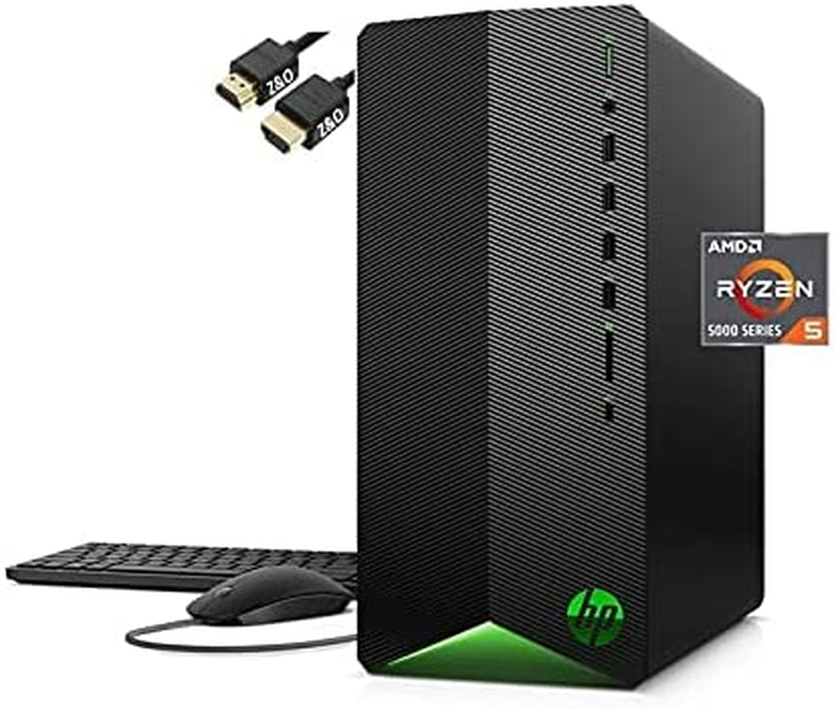 HP Pavilion Gaming Desktop, AMD Ryzen 7 5700G Processor, NVIDIA Geforce RTX 2060 Graphic, 16 GB RAM, 1 TB SSD, Windows 11 Pro (TG01-2460, Shadow Black)