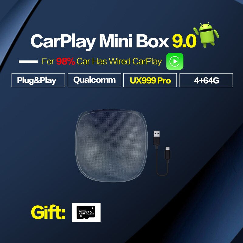 2.0 Carplay Ai Box Mini Android Box Dongle 4+64G Carplay Wireless Android Auto for Volvo Ford Benz VW Mazda Wireless Mirrorlink