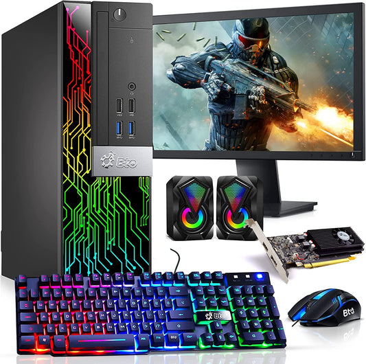 BTO RGB Gaming Desktop Computer PC, Intel Core I7 6Th Gen, 16GB DDR4 Ram, 512GB SSD, AMD Radeon Rx-550 4GB GDDR5, HDMI, RGB Set, New 24 Inch Monitor, Windows 10 Pro (Renewed)