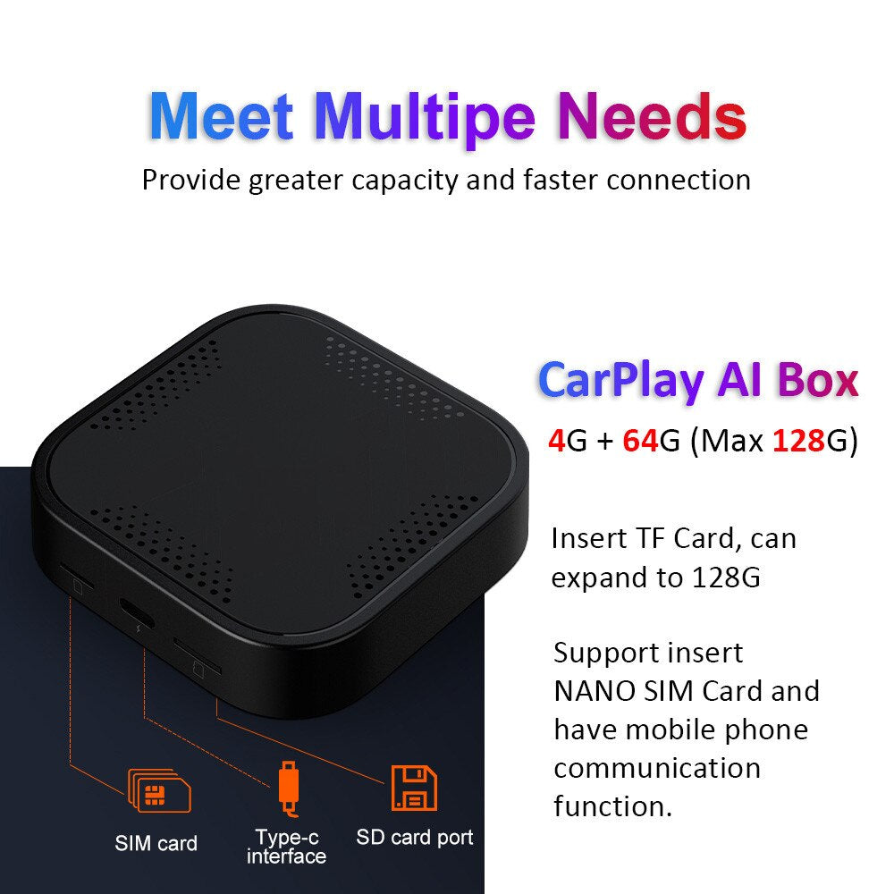 Carplay Wireless Android Auto Netflix Spotify Ai Streaming Smart Box 9.0 4+64G System for Kia VW Ford Skoda Toyota Nissan Volvo