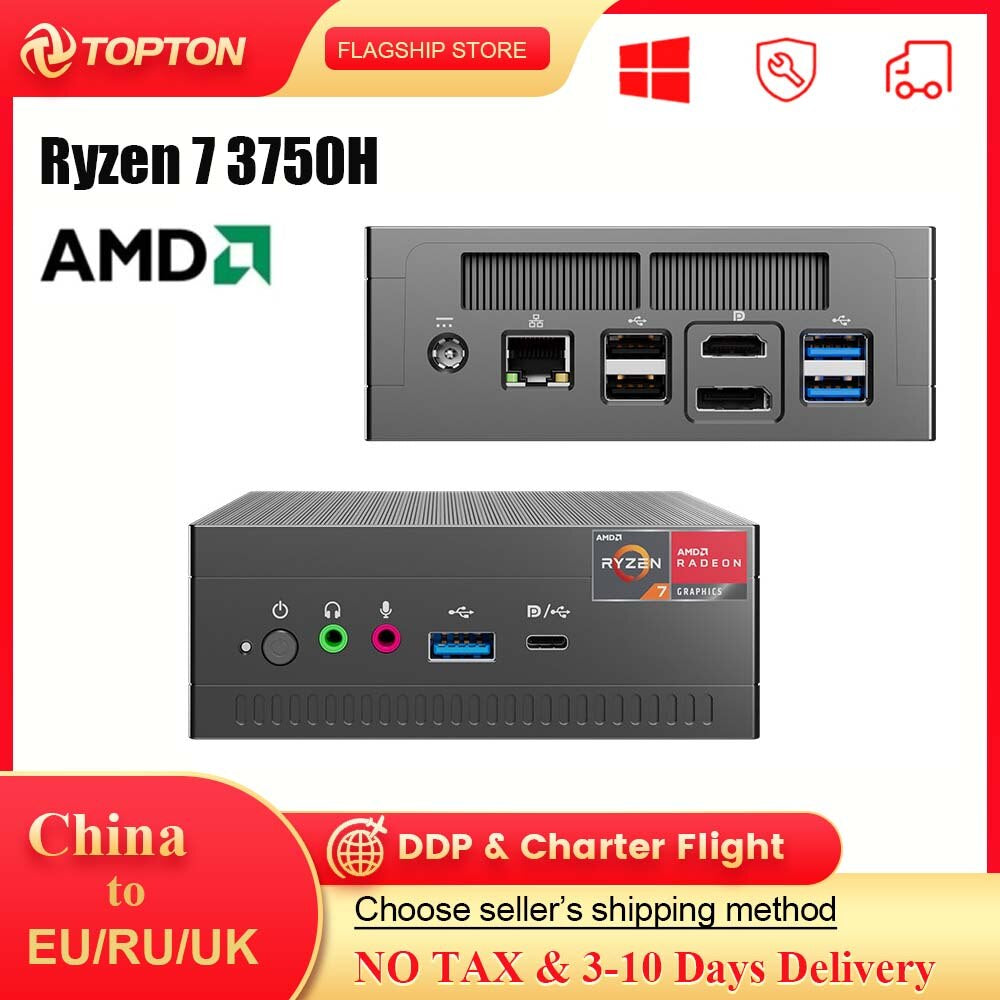 TOPTON NUC Mini PC AMD Ryzen 7 4800U 5600U Windows 11 Pro Vega Graphic 2*DDR4 Nvme SSD Desktop Gaming Computer 3X4K HTPC Wifi B