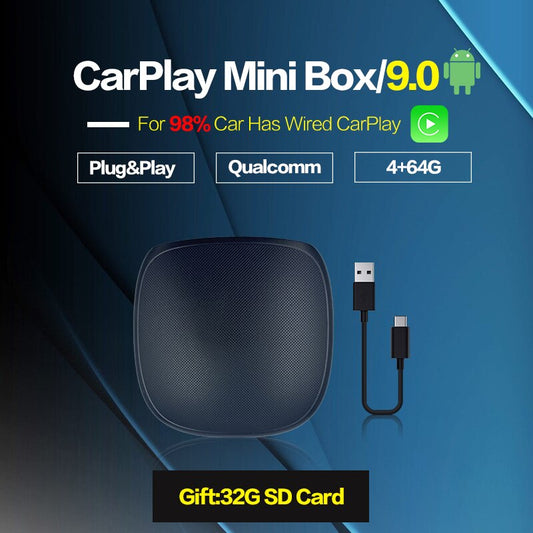 New 2.0 Carplay Ai Box Mini Android 9.0 Box Carplay Dongle Wireless Android Auto Built-In GPS 4+64G for Volvo Ford Benz Mazda