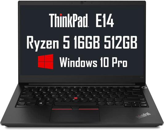 Lenovo Thinkpad E14 Gen 2 14" FHD IPS (16GB RAM, 512GB SSD, AMD 6-Core Ryzen 5-4500U(Beat I7-1165G7)) Business Laptop, Long Battery, Anti-Glare, Type-C (DP and Charge), Webcam, Win 10 / Win 11 Pro