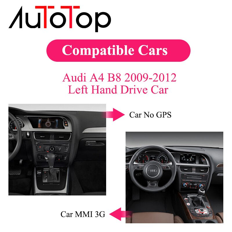 AUTOTOP 8.8 Inch Car Tablet Stereo Android for Audi A4 B8 2009-2012 WIFI 2GB+32GB RAM BT Touch Screen GPS Navi Multimedia Player