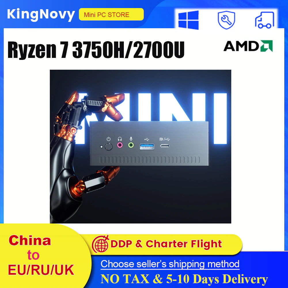 TOPTON NUC AMD Mini PC Ryzen 7 3750H Vega Graphic Nvme SSD Desktop Gaming Computer Windows 11 10 Pro 3X4K HTPC Wifi BT