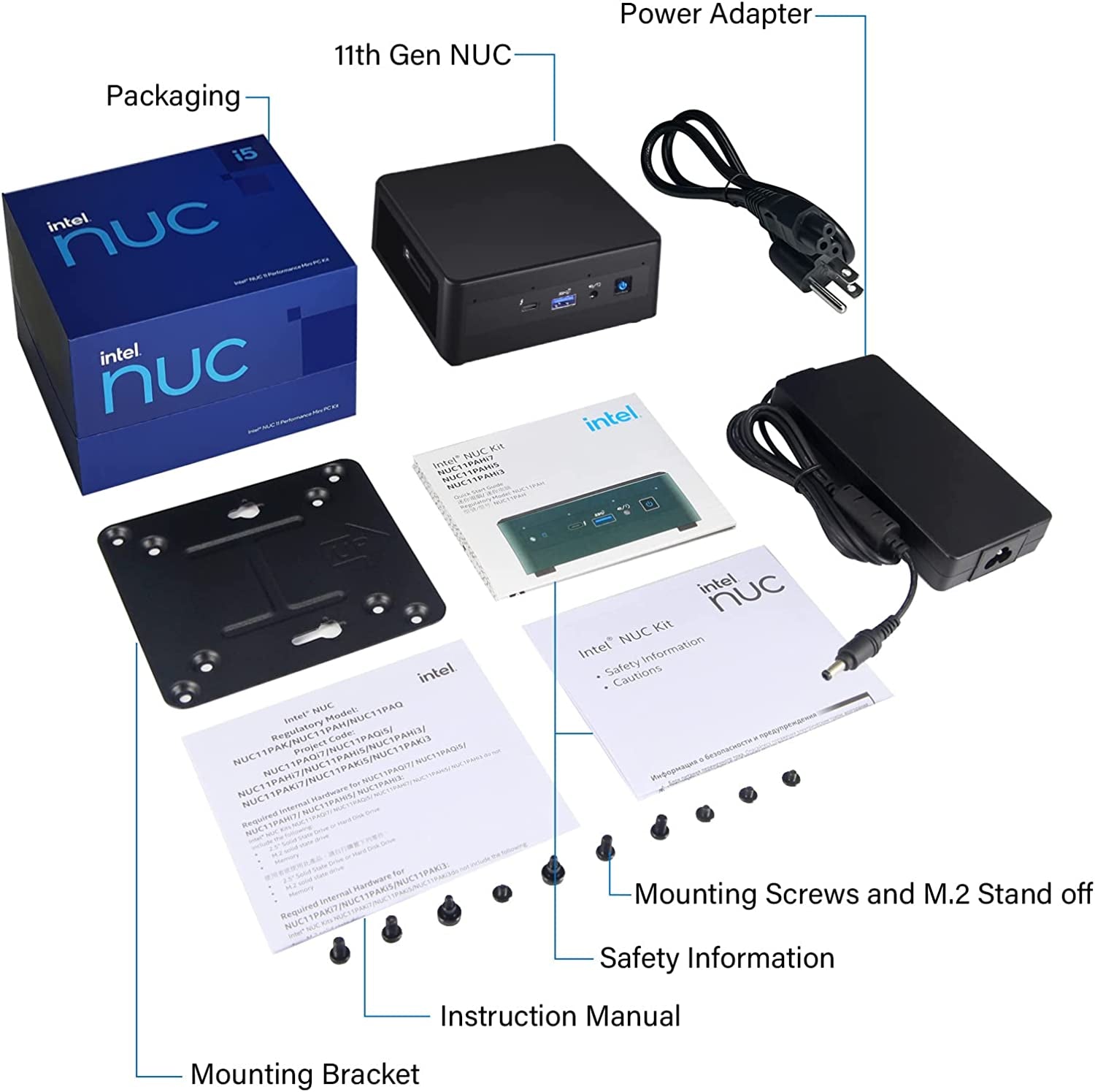 Intel NUC 11 NUC11PAHI5 Panther Canyon Mini PC, I5-1135G7, 16GB RAM, 512GB SSD, Mini Computers Windows 10 Pro for Business Home Office, Support 8K/Wifi 6/4K Quad Display/Bluetooth 5/Thunderbolt 3