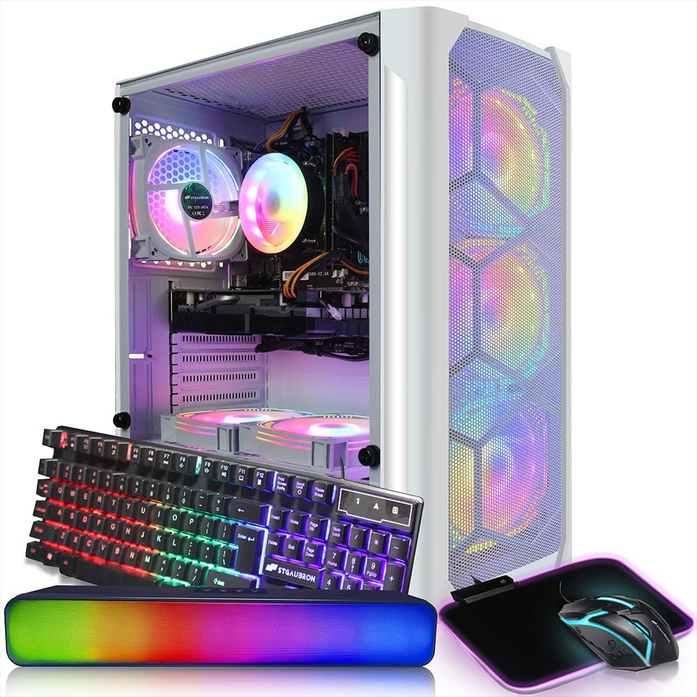 Stgaubron Gaming Desktop Pc,Intel Core I7 3.4G up to 3.9G,Geforce Gtx1660Ti 6G GDDR6,32G,1T Ssd,Wifi,Bt 5.0,RGB Fanx6,Rgb Keybaord&Mouse&Mouse Pad,Rgb BT Sound Bar,Rgb BT Gaming Mic,W10H64