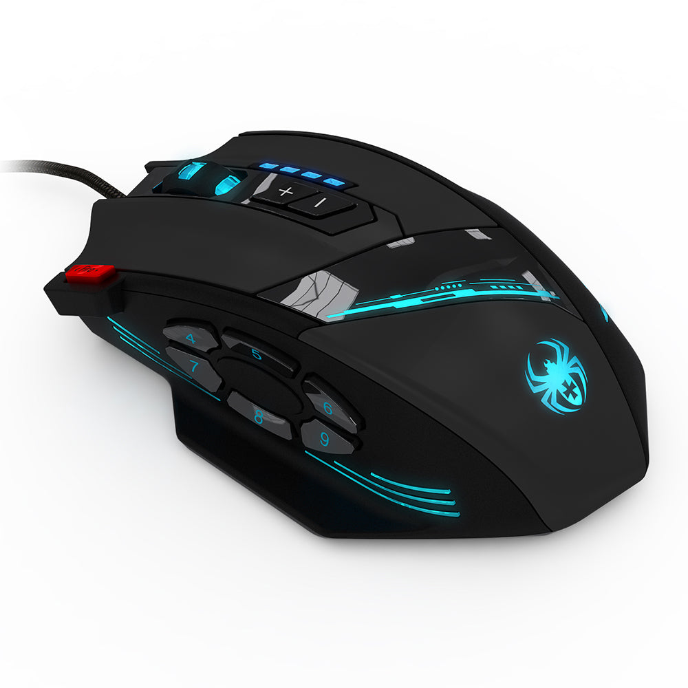 ZELOTES C-12 Wired Mouse USB Optical Gaming Mouse 12 Programmable Buttons Computer Game Mice 4 Adjustable DPI 7 LED Lights Mouse