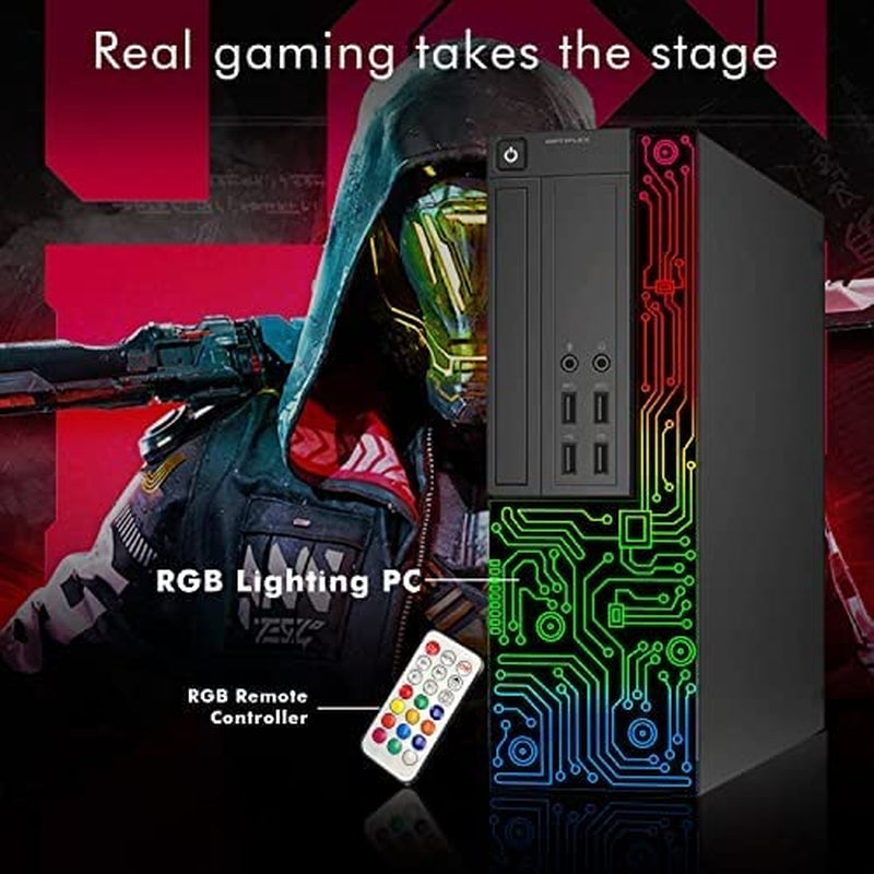 Dell Gaming Optiplex Desktop RGB Computer PC, Intel Core I5, Geforce GT 1030 2GB GDDR5, 16GB RAM, 512GB SSD, 24 Inch HDMI Monitor, RGB Keyboard Mouse and Headset, Wifi, Windows 10 Pro (Renewed)