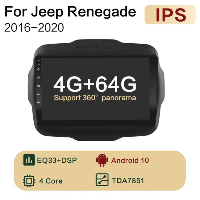 6G+128G Android 10.0 Voice Control 4G IPS Car Radio Multimedia Player GPS for Jeep Renegade 2016-2020 2Din 360 Panoramic Sunroof