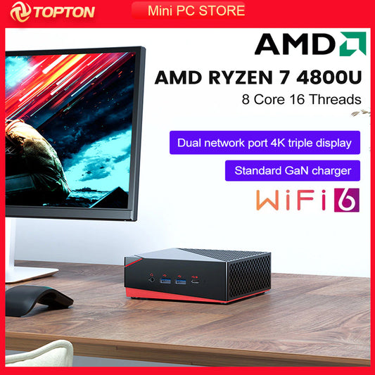 TOPTON NUC Mini PC AMD Ryzen 7 4800U 5600U Windows 11 Pro Vega Graphic 2*DDR4 Nvme SSD Desktop Gaming Computer 3X4K HTPC Wifi B